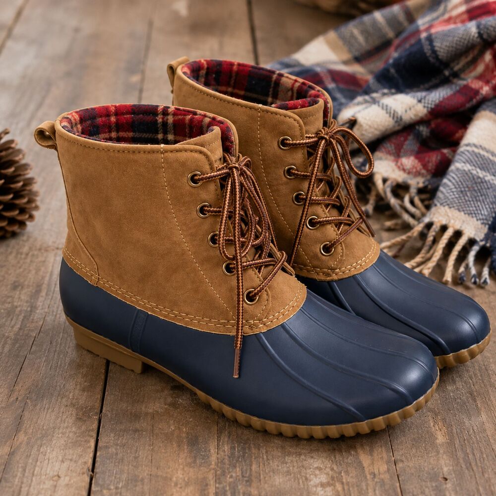 Henry Ferrera Mission 200 Duck Boots Womens 9 Tan Blue Waterproof Fleece Snow